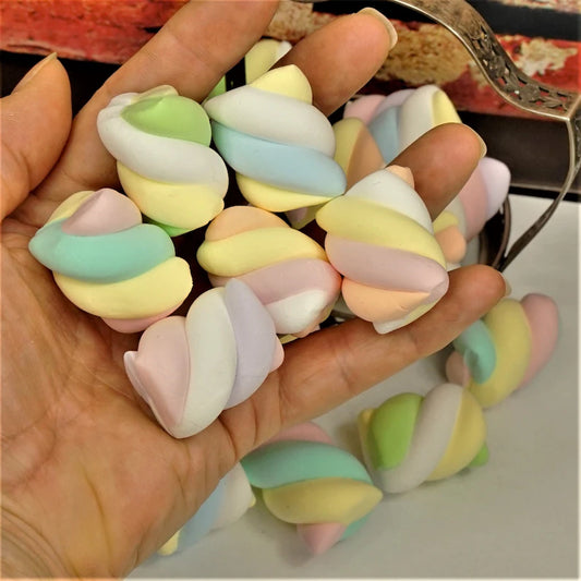 PASTEL MARSHMALLOW CANDIES, Twisted Candy, Photography Props, Store Display Candies, Small Gift For Kids In Gift Bag, Wedding Decor Dessert